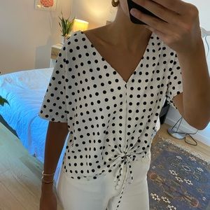 Polka Dot Airy V-Neck Top